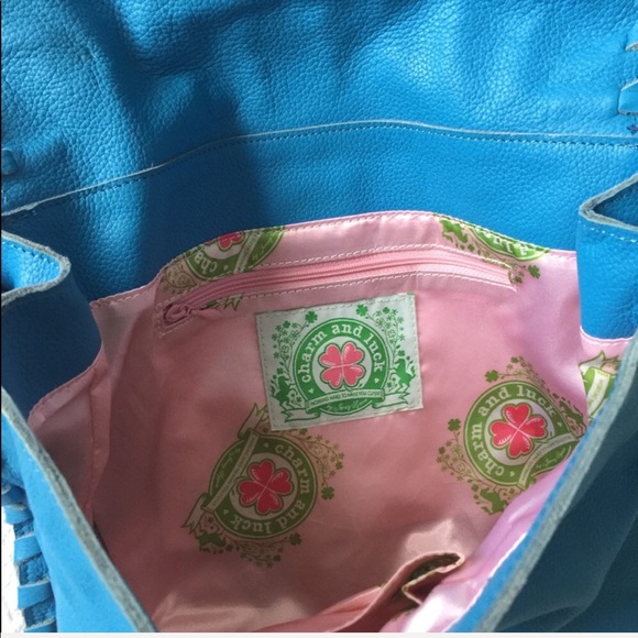 Hot blue Anthropologie style Crossbody lea… - Picture 3 of 8